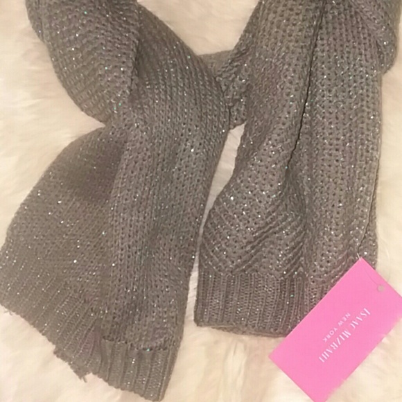 NWT ISAAC MIZRAHI Gray Knitted Glitz Eternity Scar - Picture 3 of 7